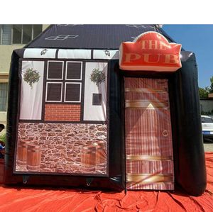 Ny ankomst 8mLx5mW uppblåsbar pub med skorsten rörligt hustält uppblåsbara festbar för utomhusunderhållning