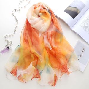 Schals Mode Seide Chiffon Sonnenschutz Schal Frauen Natürliche Gefühl Wraps Tücher und 180 140 cm Hijabs Strand Cover Up