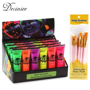 Pintura Corporal 624pcs Tinta Arte Corporal Neon Fluorescente Festa Festival Halloween Cosplay Maquiagem Ferramentas de Festa Crianças Pintura Facial Pintura Brilho UV 230703