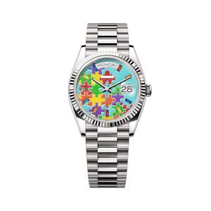 Luksusowy męski zegarek wysokiej jakości projektant Puzzle Daydate zegarki 2813 DATA automatyczny mechaniczny 41MM stal nierdzewna wodoodporny 36MM damski klasyczny zegarek na rękę