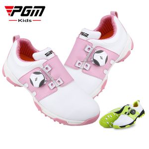 Кроссовки Профессиональная обувь для гольфа Запатентованное продукт может завязать обувь легко мальчики зеленые девочки розовые водонепроницаемые Antiskid подростка Golfer Gift 230703