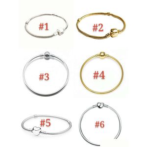 Kette 17–21 cm, 5 Stile, 925er Silber vergoldetes Armband, Schlangenarmreif mit Fassverschluss, passende europäische Perlen für DIY-Schmuck, Drop-Lieferung, Klammer Dhvxy