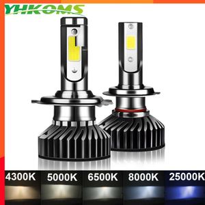 Novo YHKOMS 80W 14000LM Carro Haedlight H4 H7 H1 LED H8 H9 H11 4300K 5000K 6500K 8000K 25000K Luz de neblina automática 80W 16000LM 12V Lâmpada LED