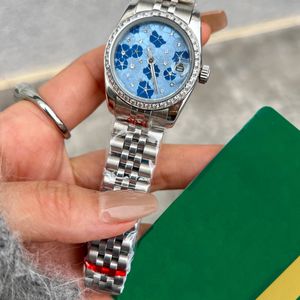 Borrring Lyx Designer Damklocka Automatisk Mekanisk 28mm Bezel Rostfritt Stål Diamond Lady Vattentät Handled Designer Klockor Ingen låda