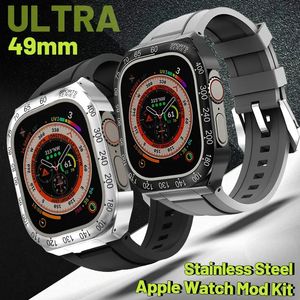 Luxury 49MM Mod Kit Metal Case for Apple Watch Band Ultra 49Mm Modification Stainless Steel Rubber Strap for Iwatch Series Sport Brecelet for Men