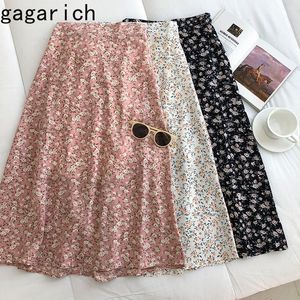 Saias Gagarich Mulher Saia Verão Coreano Ins Moda Temperamento Suave Vintage Floral Magro Versátil Cintura Alta Feminino 230703