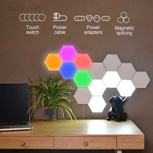 Hexagonal Quantum Touch Sensor Night Light, DIY Honeycomb Magnetic LED Lamps, Colorful Modular Lighting 6-20W AC