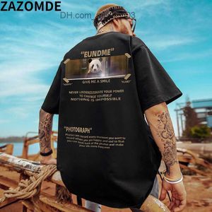 Camisetas Masculinas ZAZOMDE Summer Cartoon Panda Print T Shirts Algodão Decote Redondo Moda Masculina Casual Daily Tee Harajuku Hip Hop Top Oversize Z230705