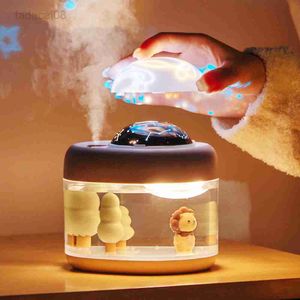 Lights LED Starry Sky Projector Humidifier Night Light Wireless USB Portable 2000mAh Battery Rechargeable Projection Table Lamp HKD230704