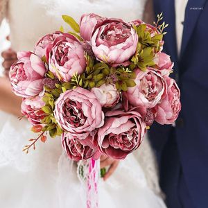 الزهور الزخرفية الأوروبية الفاوانيا الصناعية حفنة الحرير مزيف حفل زفاف المنزل ديكور زهرة زهرة الزهور الزهور.