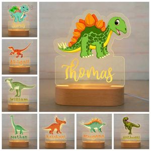 Lights Custom Name Dinosaur/Turtle LED USB Night Light Personalized Cartoon Acrylic Lamp for Baby Boys Kids Children Home Decoration HKD230704