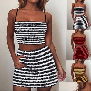 Двух кусочков Дизайнерский дизайнер Summer Womens 2023 Stripe Stripe Stripe Set Fashion Digital Print