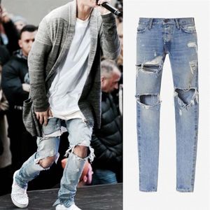 Whole Boots Jeans Mens jeans rasgados para homens Zíper inferior Jeans skinny Men MY5692235