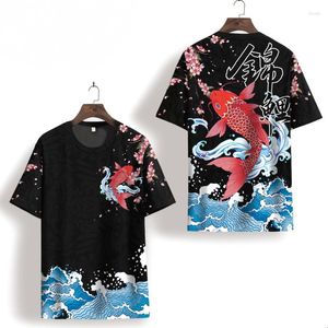 Magliette da uomo Trendy Brand Koi T-Shirt Summer Ice Silk Large Size Girocollo Top Casual stile cinese Abbigliamento giovane e di mezza età