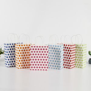 Gift Wrap 500pcs Kraft Paper Bags With Handle Wedding Party Packaging Bag Polka Dot