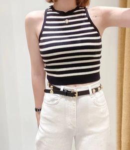 Nieuw m-aje zwart wit gestreept gebreid vest voor dames