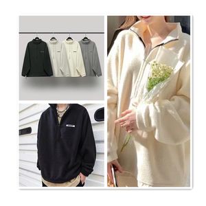 giacca firmata giacca da uomo moda donna cappotto agnello collo in piedi mezza cerniera lettera stampata in pile cappotti uomo autunno giacche calde coppia top casual allentato