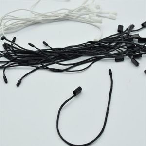 Yarn 980pcs lot Good Quality Black And White Waxed Cord Hang Tag Nylon String Snap Lock Pin Loop Fastener Ties Length18cm242c