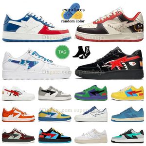 With Box A Bathe Ape SK8 Shark Black Mens Women Casual Shoes Sta Low France College Dropout ABC Camo Combo White Blue Stars Designer Sneakers Platform Trainers Jogging