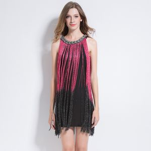 Sukienki imprezowe Great Gatsby metalowy łańcuszek Halter-Neck czarny 1920s Fringe Flapper Charleston Dress Sexy Bodycon Club