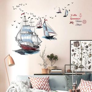 Suportes voltar para casa mediterrâneo farol barco a vela adesivo de parede pvc mural arte decoração sala estar sofá pano de fundo decoração decalque