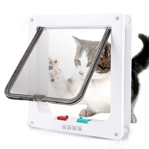 Sistem köpek kedi flep kapı ile 4 yollu güvenlik kilit flep kapısı köpek kedileri kedi kedi abs plastik plastik küçük evcil kapı kapısı kiti köpekler kapak kapıları