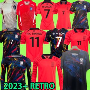 2023 Güney Kore Futbol Formaları Erkek Çocuk Kiti Kadınlar #7 H M Milli Takım Hwang Lee 22 23 24 Üniformalar 2022 Kore Futbol Gömlekleri T 2002 Retro Uzun Kollu Ev Siyah