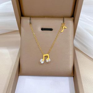 Ketten Edelstahl Romantische Musik Stil Musiknote CZ Kristall Anhänger Gold Silber Farbe Choker Halskette Für Frauen Partei Schmuck