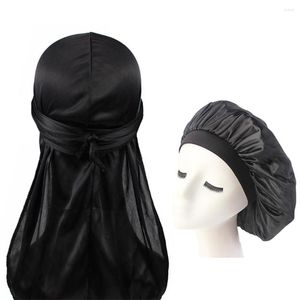 Scarves Durags And Bonnets Suitable Men Women Long Tail Silky Durag Bonnet For Couple Comfortable Chemo Cap