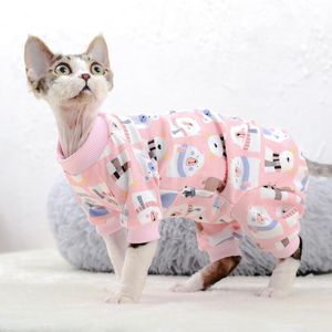 Kläder bomullssphinx husdjur kattkläder tecknad hoodies för sphynx bekväm kattunge jumpsuit devon rex söt skjorta vårhöst vinter