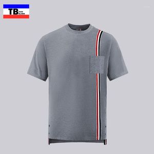 Męskie T-shirty TUCH BLUMM topy z kieszeniami czerwony biały niebieski wstążka w paski bawełniany letni T-shirt z krótkim rękawem moda rekreacyjna męska koszulka Harajuku