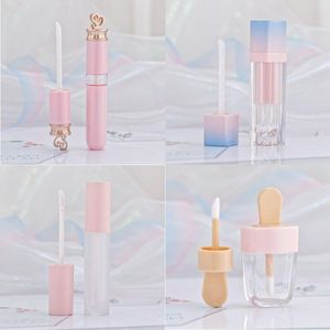 Rosa Läppglans Nyans Plaströr DIY Tom Makeup Big Lipgloss Flytande Läppstift Fodral Skönhetsförpackning F2286 Fquwr