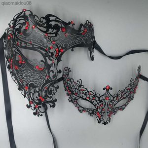 Filigree Couple mask Skull Venetian Masquerade Gold Mardi Gras Costume mascaras Halloween mask laser cut metal carnival mask L230704