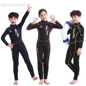 Wetsuits Drysuits 2.5mm Neopren Sörf Çocuklar Wetsuit Erkek Kız Denizanyalı Süpürük Çocukları Sualtı Dalış Takım Sıcak Islak Takım HKD230704