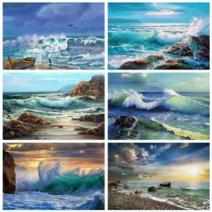 Stitch Evershine 5d Diy Diamond Embroidery Sea Cross Full Square Diamond Painting Scenery Crafts Kit Home Decoration