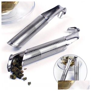 Kaffe Te Verktyg Rostfritt stål Infuser Creative Pipe Design Metallsil för mugg Fancy Filter Puer Örtte Tillbehör Drop Dhb8V