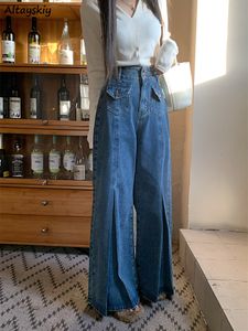 Jeans da donna a gamba larga Pantaloni larghi in denim vintage Streetwear a vita alta Retro All match College Casual 230703