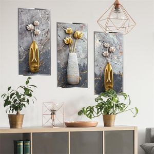 Lådor Fake 3D Vase Plant Wall Stickers Estetic Home Decor Adhesive Flower Wallpaper vardagsrum sovrum interiörd dekoration klistermärke