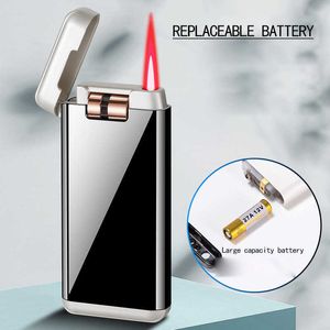Electronic Induction Inflatable Lighter Windproof Metal Roller Touch Gold Fashion Dual Battery Lighters H5YW