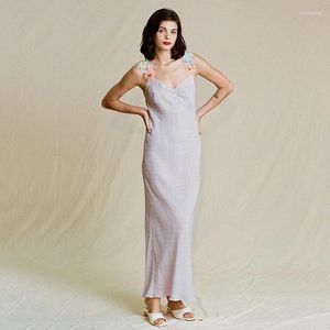 Casual Dresses Women Sun Flower Strap Dot Printed Strapless Slim Waist Silk Fashion Midi Dress