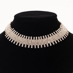 Łańcuchy Moda europejska i amerykańska Seksowny Błyszczący damski Naszyjnik Rhinestone Reel Chain Frędzel Piękny