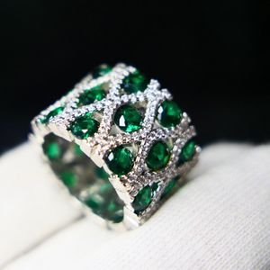 Anéis Anéis de Banda KQDANCE Criado Gemstone esmeralda Tanzanita Safira Anel de rubi com Pedra Verde Azul Vermelho 18K Joias banhadas a ouro branco para