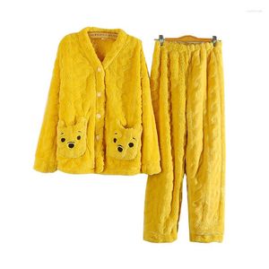 Dam Nattkläder 2023 Vinter Fleece Pyjamas Set V Neck Terry Dam Pyjamas Kostym 2 Styck Med Byxor Mjuka Varma Hemkläder Dam