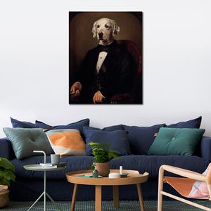 Ritratto di animale domestico Cane dipinto L Homme De Loi Thierry Poncelet Riproduzione Regalo personalizzato fatto a mano