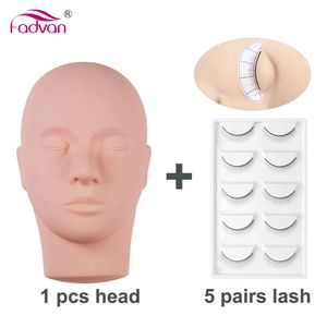 False Eyelashes Eyelash-Lashes Training Mannequin with 5 Pairs Training Eyelash Extension Flat Head Practice Eyelash Lashes Extension 230703