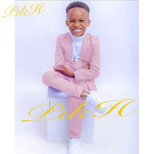 Suits Pink Boys Suit 2 Piece Casual Jacket Pants Tuxedo Wedding Kids Slim Fit Blazer Set Custom 2-16 Years Old ClothesHKD230704