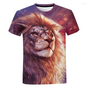 メンズ Tシャツ Tシャツ 3D プリントライオンシャツ O ネックカジュアルショート服夏ストリート男性クールスリーブ Tシャツ