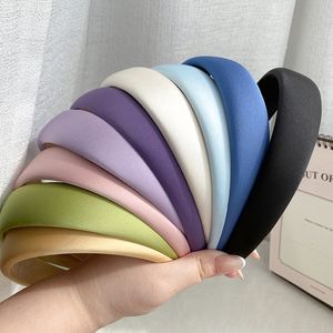 Fashion Solid Color Satin Sponge Headbands 1.18incn/ 3CM Wide Headbands for Girls Thick Soft Padded Headband, Cloth Art Hair Hoop Glitter Vintage Hair Accessories