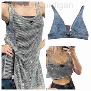 Basic & Casual Dresses designer Women Shiny Rhinestone Dress Sexy Crop Top Vest Fashion Denim Bra Tops Sleeveless Sling Vests Woman 8XTZ