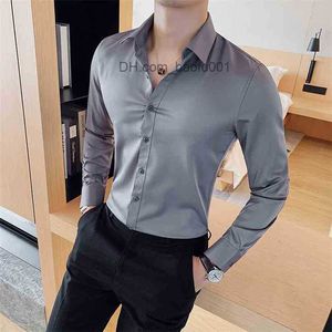 Fritidsskjortor herr Brittisk stil massiv skjorta herr långärmad mode höst affärsformella skjortor Slim Fit casual blus 4XL Z230705